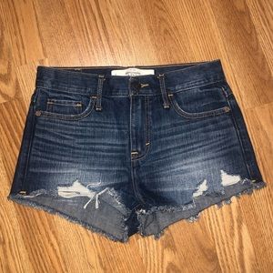 Abercrombie & Fitch Dark Blue Ripped Jean Shorts